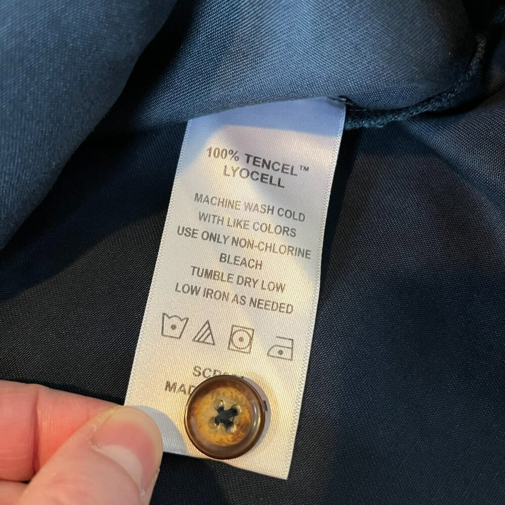 NWT! Quince Vintage Wash Tencel Button Front Dress, Midnight Blue, Size Large - Picture 8 of 13